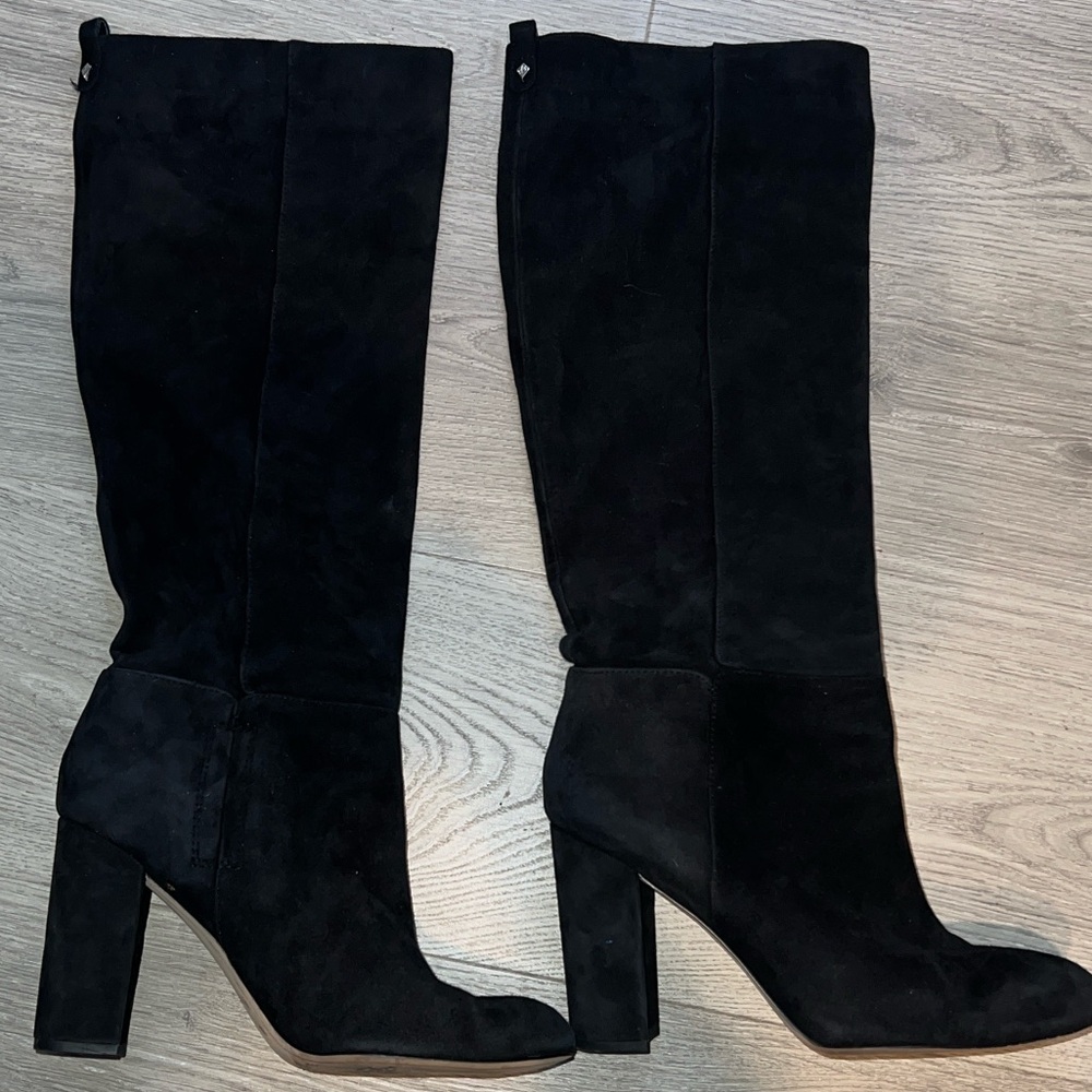 Sam Edelman Black Suede Knee High Boots.